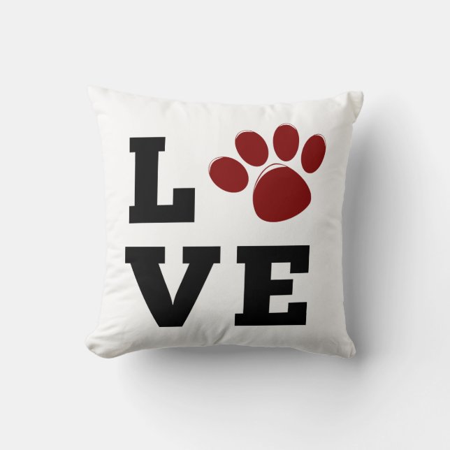 Love Paw Print Animal Lover Dog Lover Photo Throw Pillow (Front)