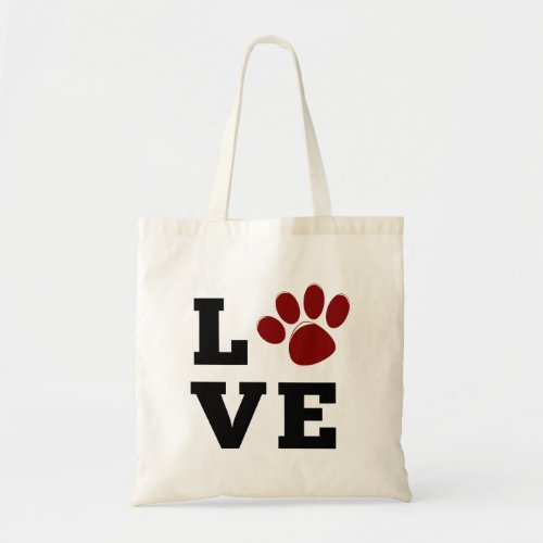 Love Paw Print Animal Lover Dog Lover Photo Tote Bag