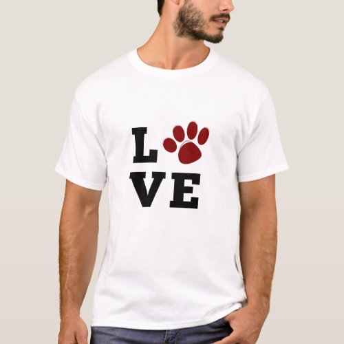 Love Paw Print Animal Lover Dog Lover T_Shirt