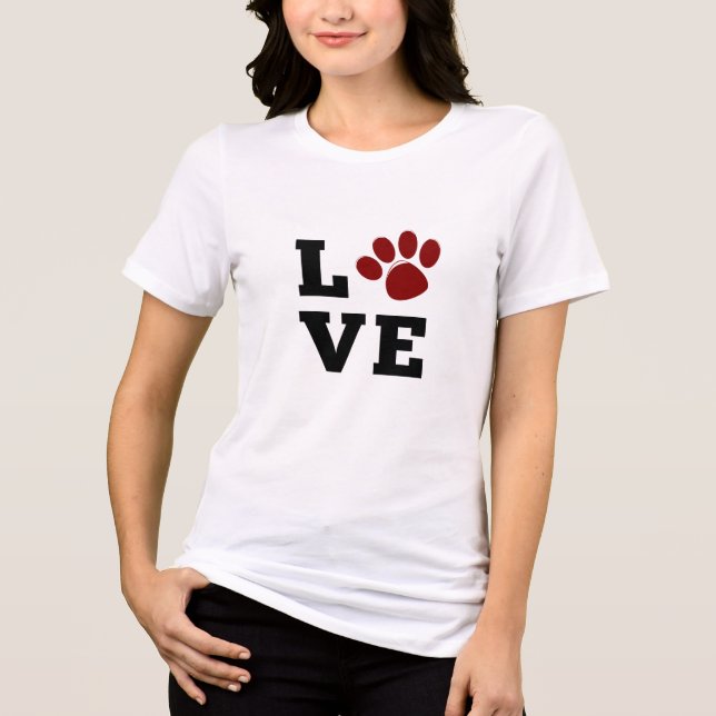 Love Paw Print Animal Lover Dog Lover Tri-Blend Shirt (Front)