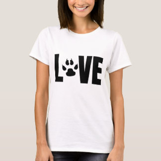 LOVE Paw Print Bold Black Pet Lover Design T-Shirt