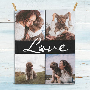 Love Paw Print Dog Lover Photo Fleece Blanket