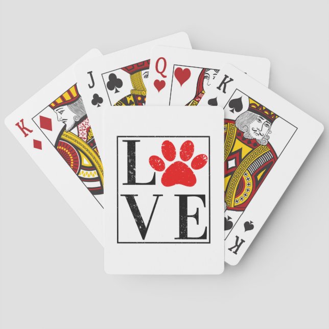 LOVE PAW PRINT DOG OWNER PET LOVER POKER CARDS (Back)