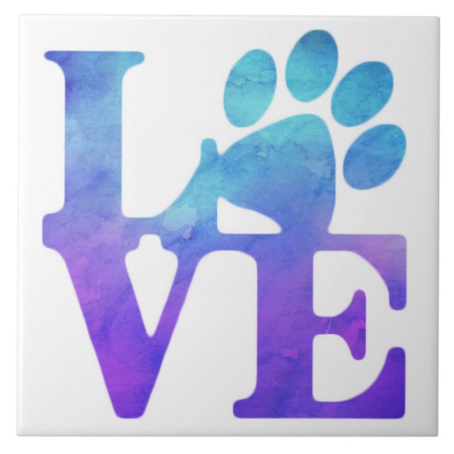 Love Paw Print - Gifts for Dog Lovers Ceramic Tile (Front)