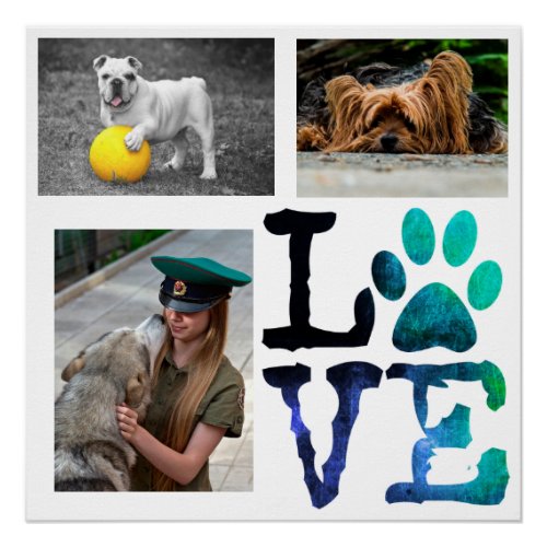 LOVE Paw Print Personalized Dog Poster