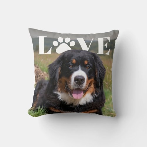 Love Paw Print PhotoPop Throw Pillow