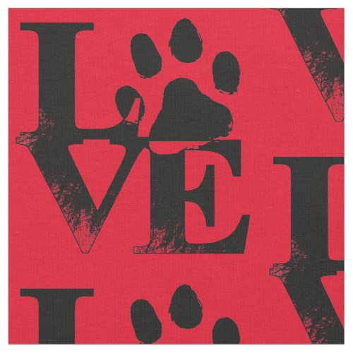 Love Paw Print Red or Any Color Quarter Fabric