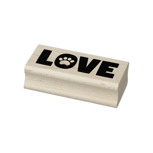 Love Paw Print Rubber Stamp