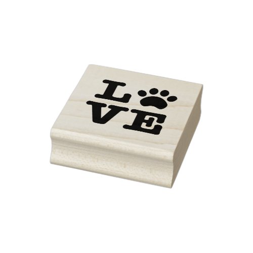 Love Paw Print Wood Rubber Stamp