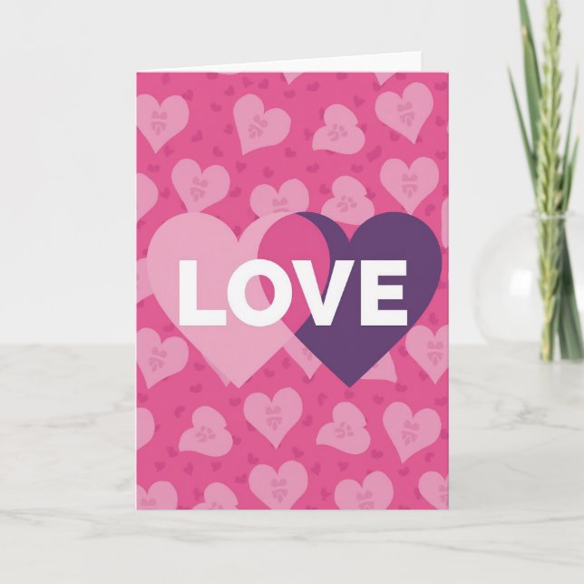 Love Paw Prints Hearts Card (Front)