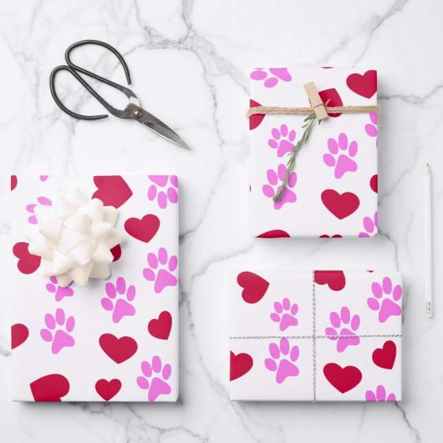 Love Paw Prints Wrapping Paper (Front)