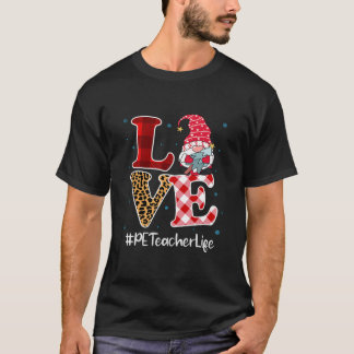 Love PE Teacher Gnome Christmas Matching Pajamas W T-Shirt