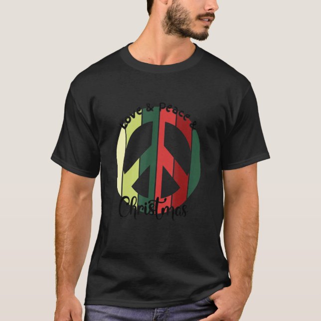 Love Peace 60s 70s Hippie Costume Christmas T-Shirt (Front)