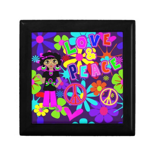 Love  Peace 60S  Hippie Flower Power Groovy Gift Box