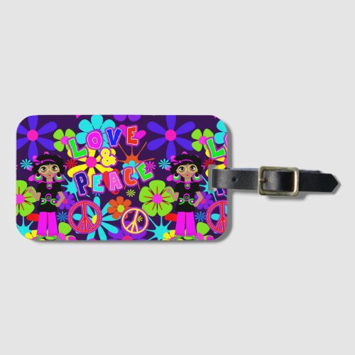 Love  Peace 60S  Hippie Flower Power Groovy Luggage Tag