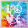 Love Peace Abstract Boho Watercolor Rainbow Batik Poster