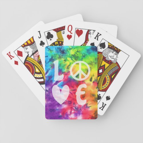 Love Peace Abstract Bright Rainbow Batik Tie Dye Playing Cards