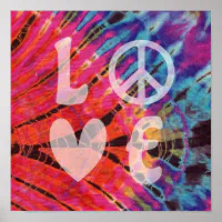 Skuespiller frakke Løft dig op Love Peace Abstract Hippie Pink Blue Batik Tie Dye Poster | Zazzle