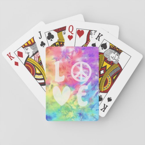 Love Peace Abstract Pastel Rainbow Batik Tie Dye Playing Cards
