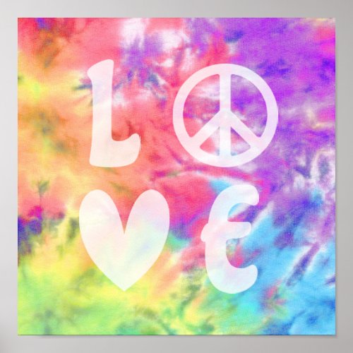 Love Peace Abstract Pastel Rainbow Batik Tie Dye Poster
