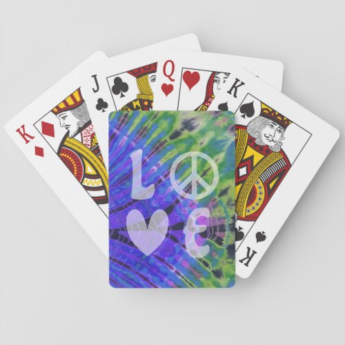 Love Peace Abstract Peacock Blue Green Teal Batik Poker Cards