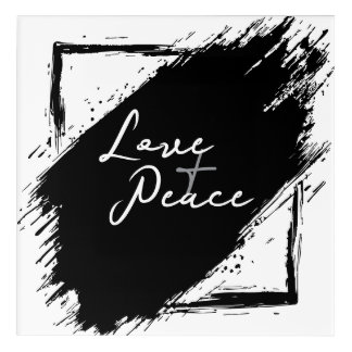 Love & Peace Acrylic Art (Black Brush)