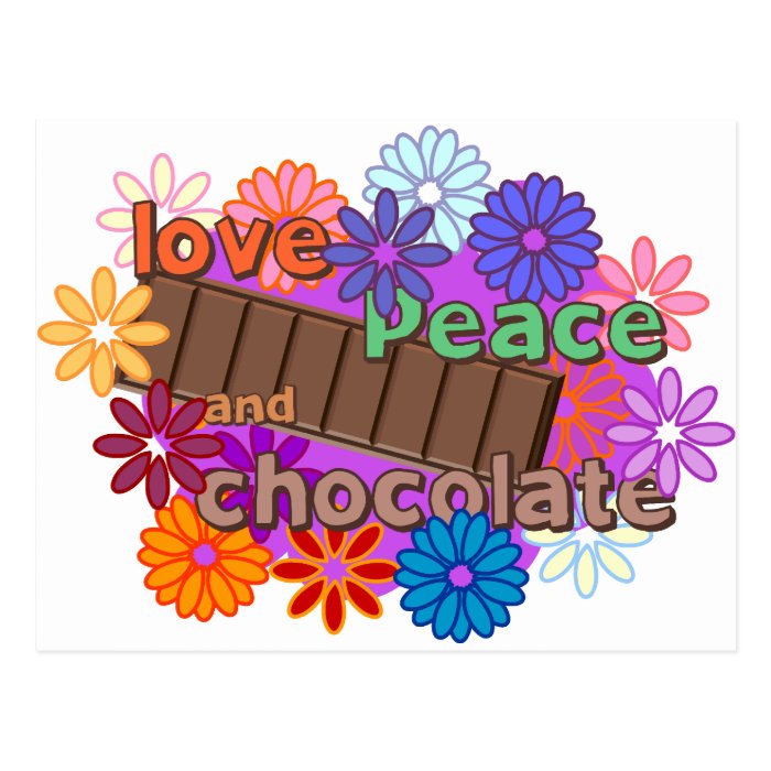 Love peace and chocolate postcards