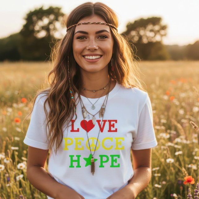 Love, Peace and Hope Multicolored T-Shirt (Creator Uploaded)