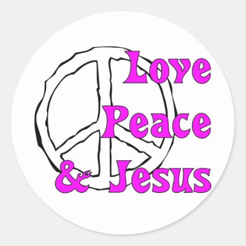 Love peace and Jesus Christian peace sign Classic Round Sticker