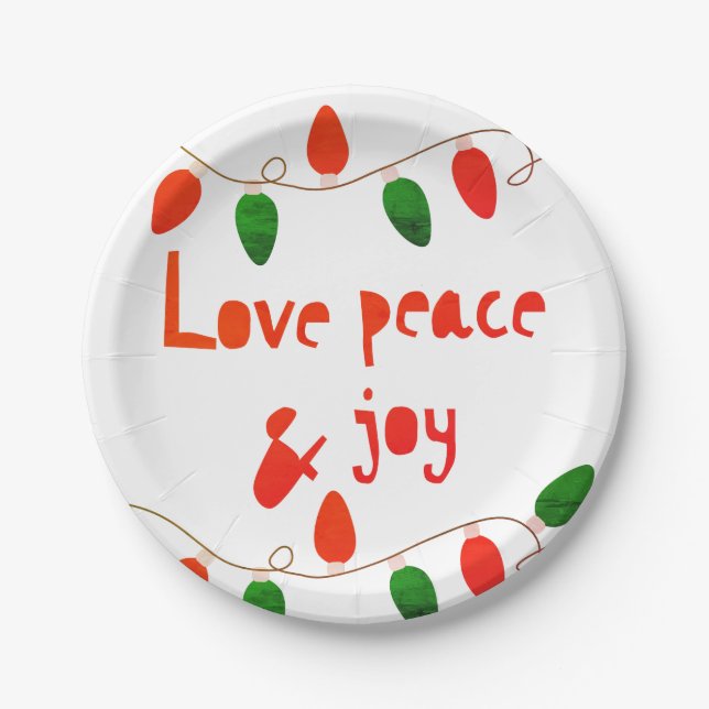 Love Peace And Joy Paper Plates (Front)
