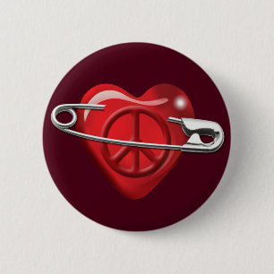 Love Peace and Safety For All red heart Button