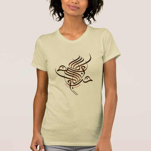 LovePeace Bird Arabic English T_Shirt