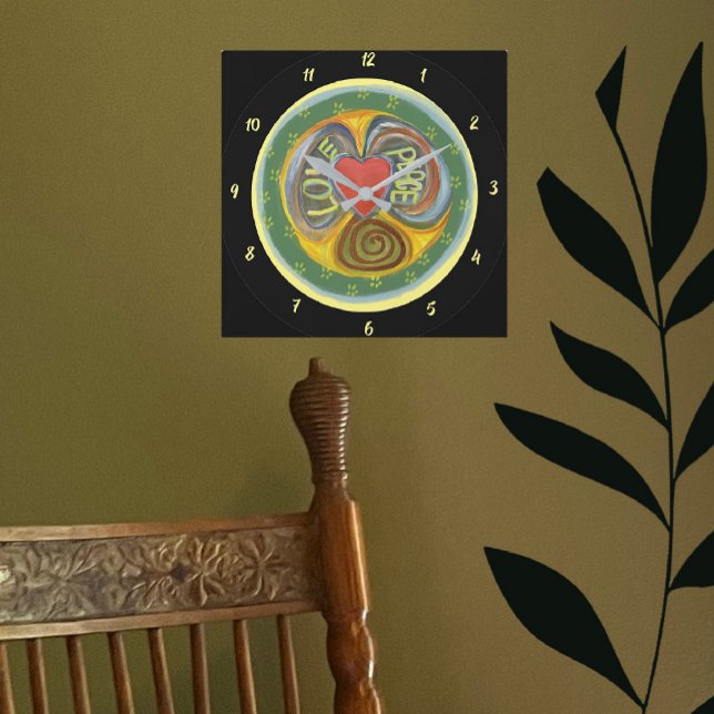 Love Peace, Breathe Peace Time Is Now Square Wall  Square Wall Clock (Creator Uploaded)