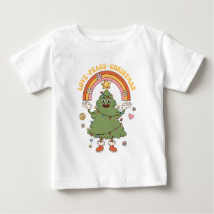 Love, Peace, Christmas - A Groovy Holiday Baby T-Shirt