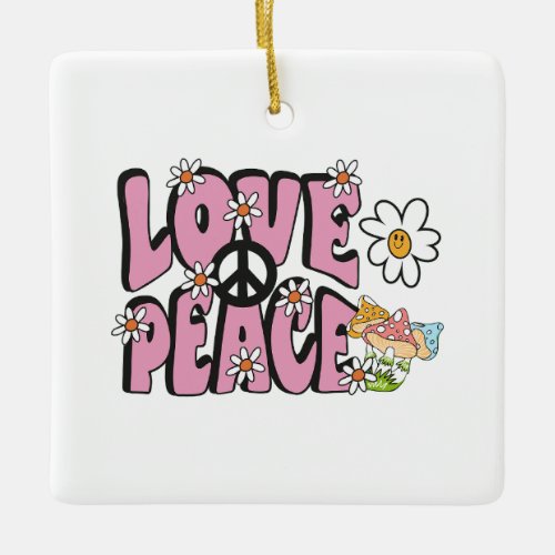 love peace concept hand_drawn illustration style 7 ceramic ornament