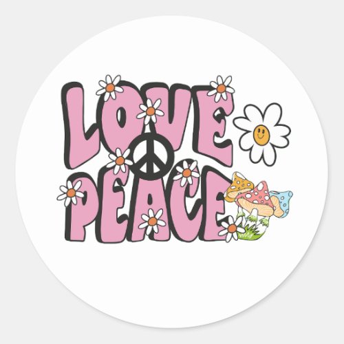 love peace concept hand_drawn illustration style 7 classic round sticker