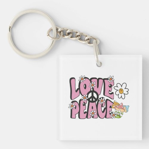 love peace concept hand_drawn illustration style 7 keychain