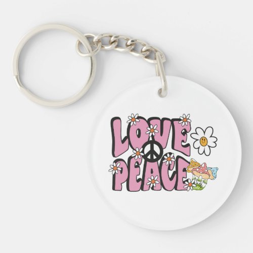 love peace concept hand_drawn illustration style 7 keychain