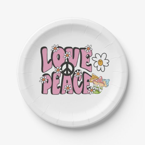 love peace concept hand_drawn illustration style 7 paper plates