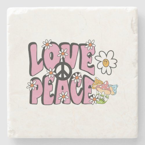 love peace concept hand_drawn illustration style 7 stone coaster