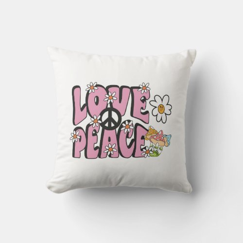 love peace concept hand_drawn illustration style 7 throw pillow