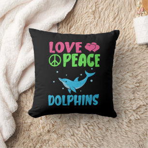 Love Peace Dolphins Cute Sea Animals Dolphin Lover Throw Pillow