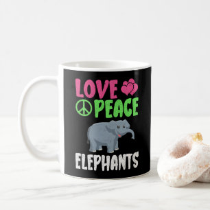 Love Peace Elephants Cute Zoo Animals Elephants  Coffee Mug