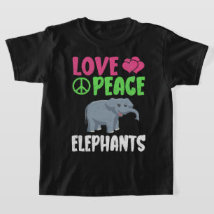 Love Peace Elephants Cute Zoo Animals Elephants T-Shirt