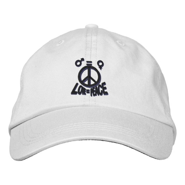 LOVE = PEACE EMBROIDERED BASEBALL CAP (Front)