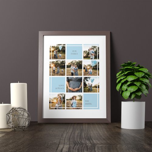 LOVE  PEACE FAMILY PHOTO COLLAGE POSTER AND PRINT