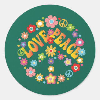 LOVE PEACE FREEDOM 60s 70s Tie Dye Vintage Hippie Classic Round Sticker