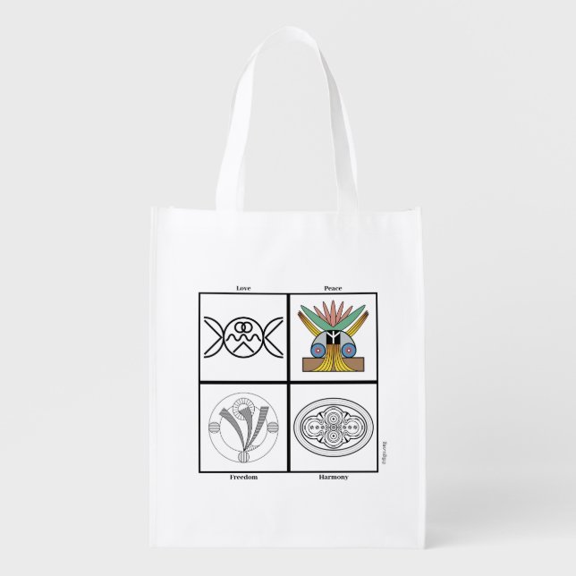 Love Peace Freedom Harmony Grocery Bag (Front)
