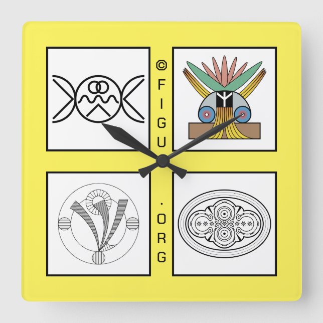 Love Peace Freedom Harmony Symbols Square Wall Clo Clock (Front)
