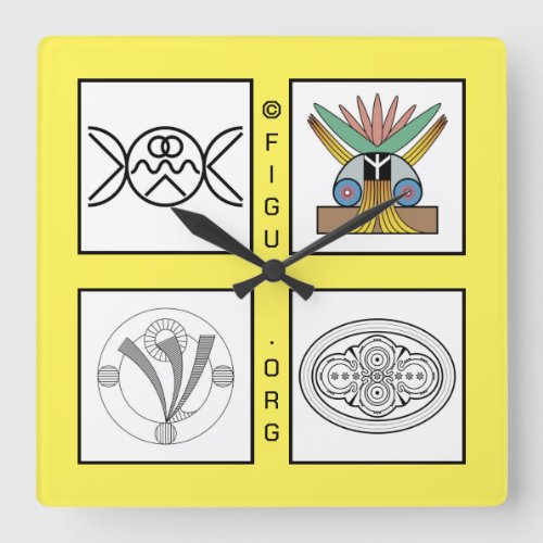 Love Peace Freedom Harmony Symbols Square Wall Clo Square Wall Clock